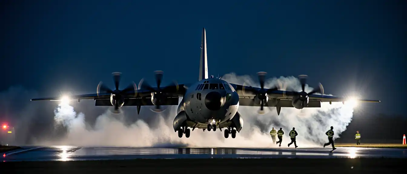 Американский военно-транспортный самолет Lockheed Martin C-130J Hercules совершил экстренную посадку в Германии после подачи сигнала бедствия