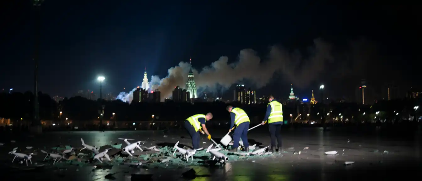 Экстренные службы Москвы ликвидируют последствия атаки беспилотников на столицу