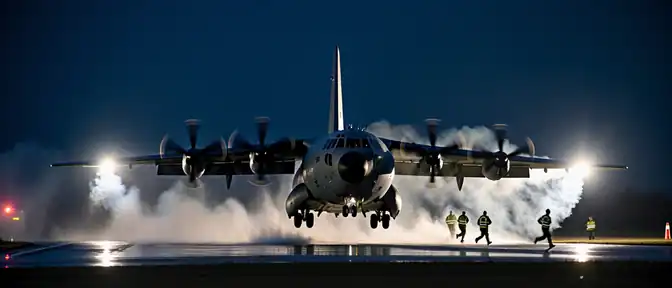 Американский военно-транспортный самолет Lockheed Martin C-130J Hercules совершил экстренную посадку в Германии после подачи сигнала бедствия