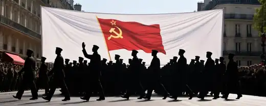 Париж приветствует знамя Победы на шествии "Бессмертного полка
