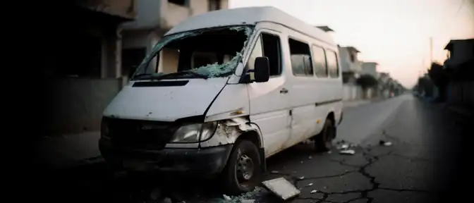 Пострадавший в результате атаки беспилотника в Шебекино: последствия удара по транспорту